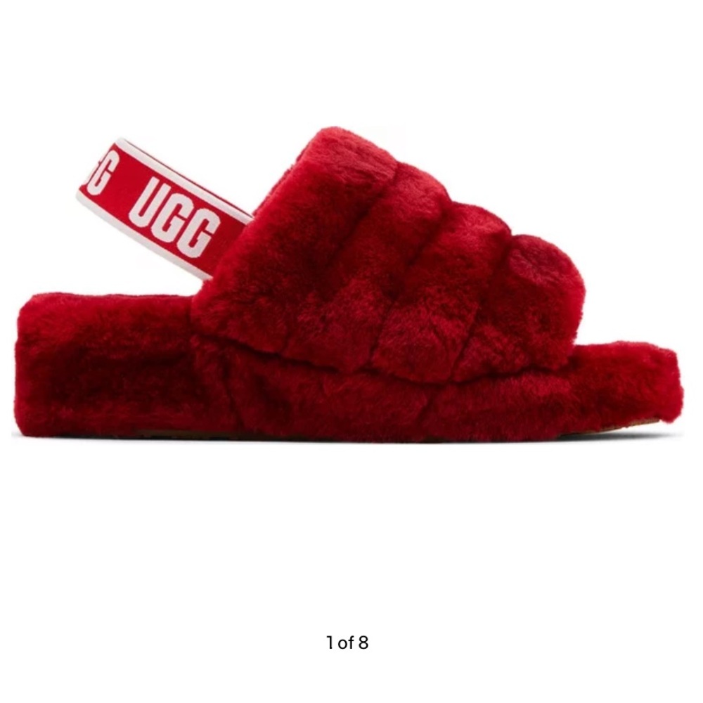 Red Ugg platform slippers